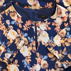 J. Crew Navy Dress with Peach Floral Pattern